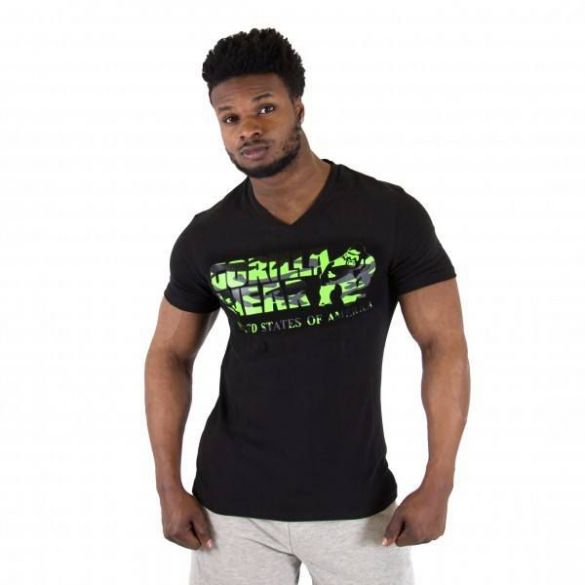 Футболка Gorilla Wear Sacramento V-Neck T-Shirt Black / Lime Neon 90512904_image_3
