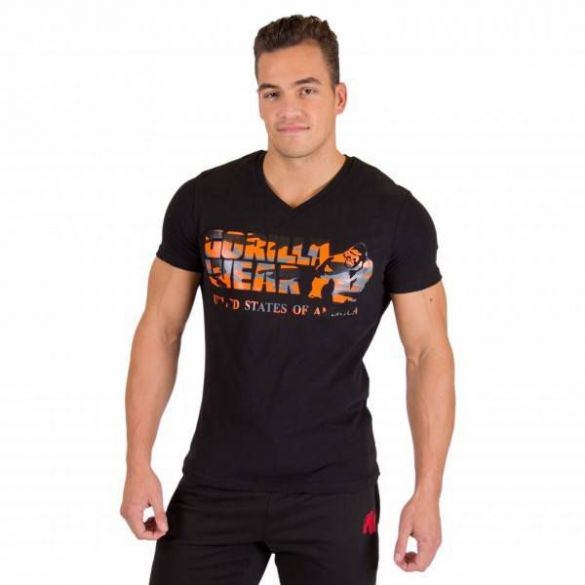 Футболка Gorilla Wear Sacramento V-Neck T-Shirt Black / Neon Orange 90512925_image_3