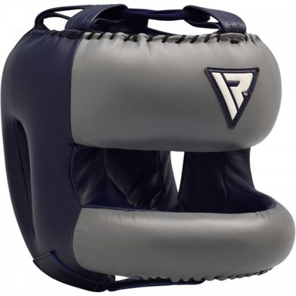 Боксерский шлем с бампером RDX Leather Pro Blue 40265_image_1