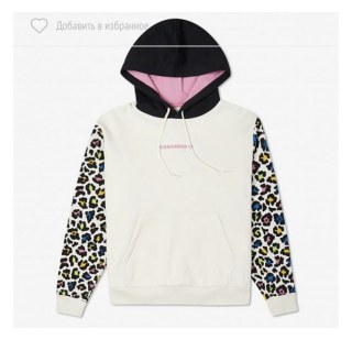 ТОЛСТОВКА CONVERSE STAND OUT LEOPARD SLEEVE GO TO HOODIE 10023080-281