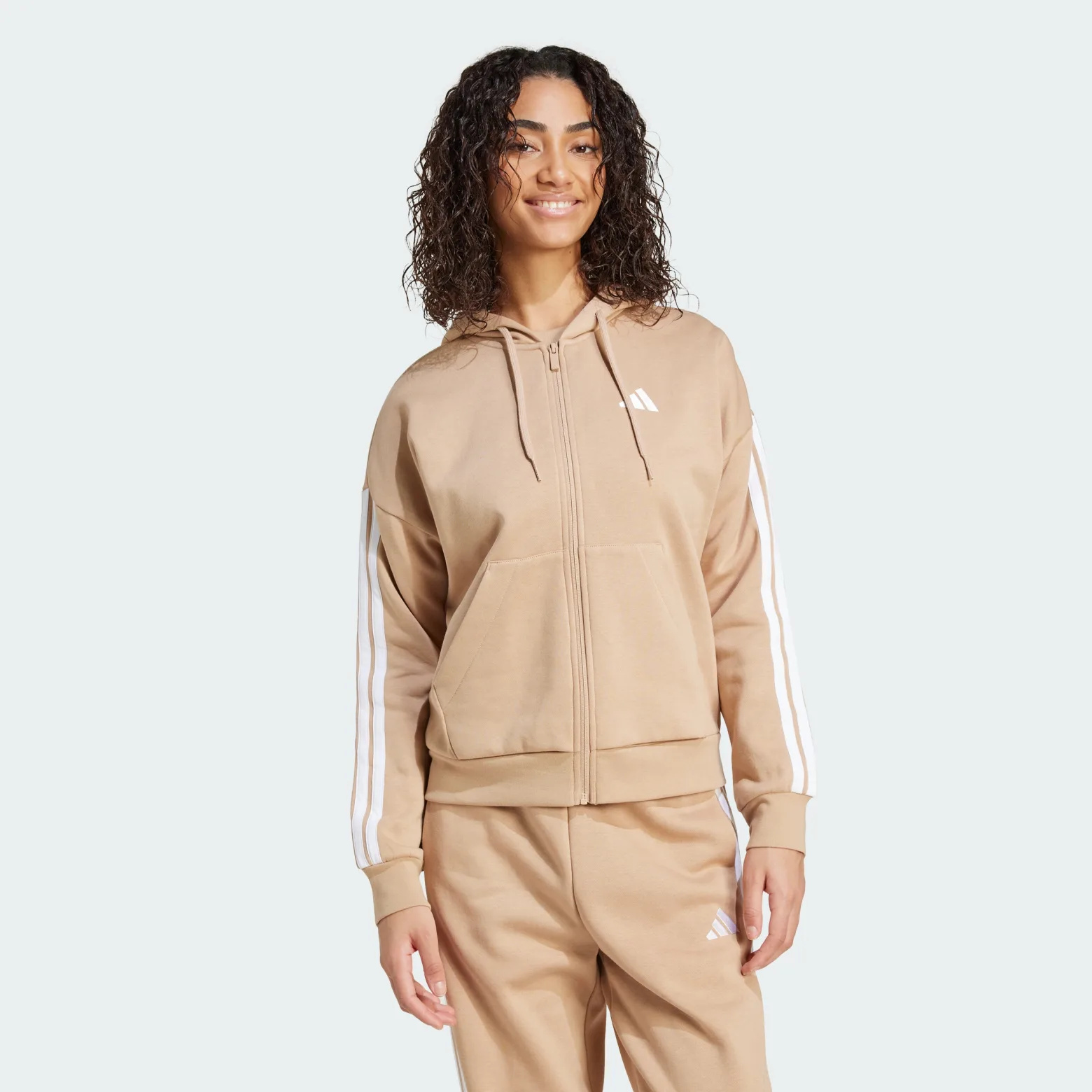 Толстовка Essentials 3-Stripes Full-Zip Fleece Adidas Sportswear JX7706_image_1