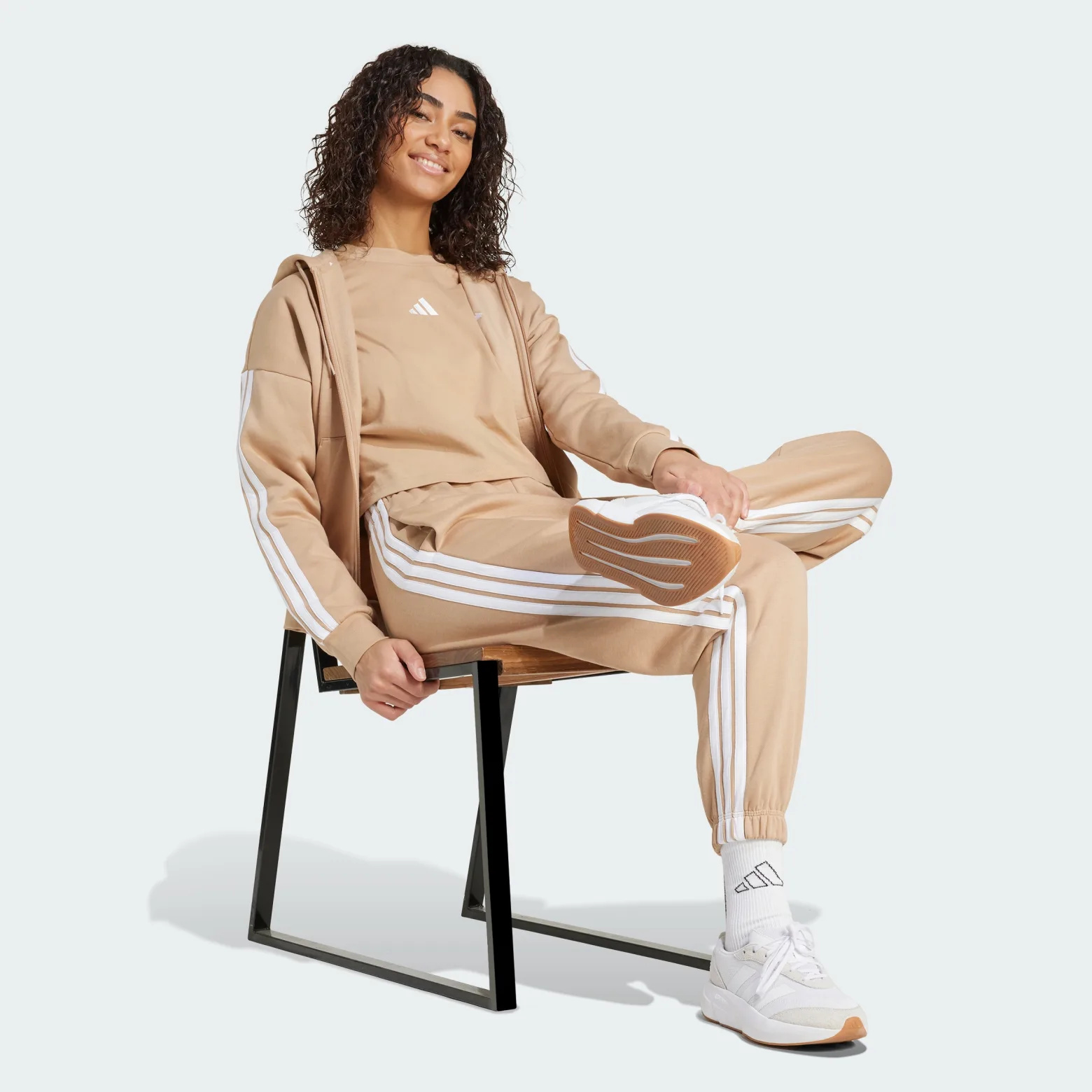 Толстовка Essentials 3-Stripes Full-Zip Fleece Adidas Sportswear JX7706_image_3