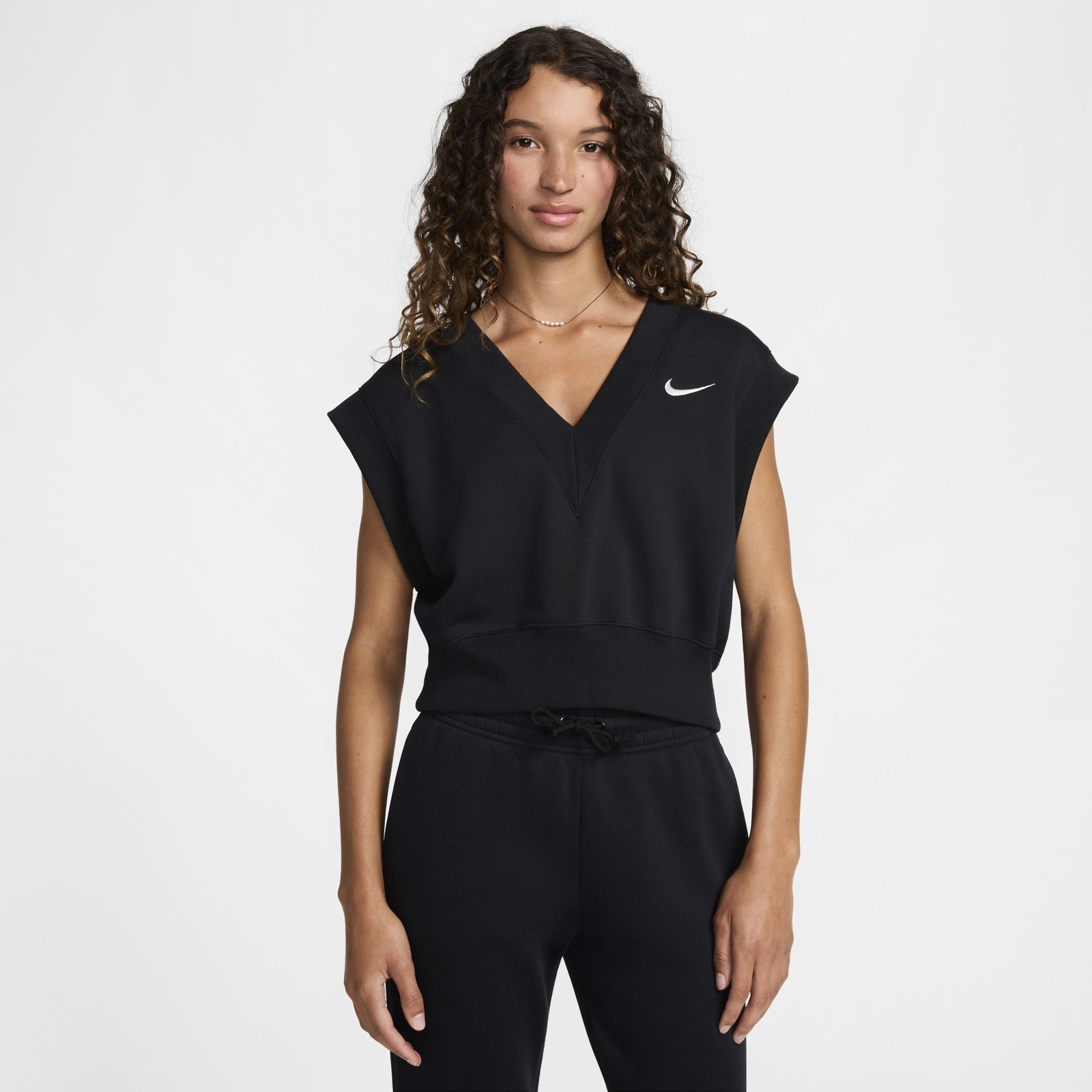 Жилетка жіноча Nike W NSW Phnx Flc Slvls Vneck Crp FV6316-010_image_1